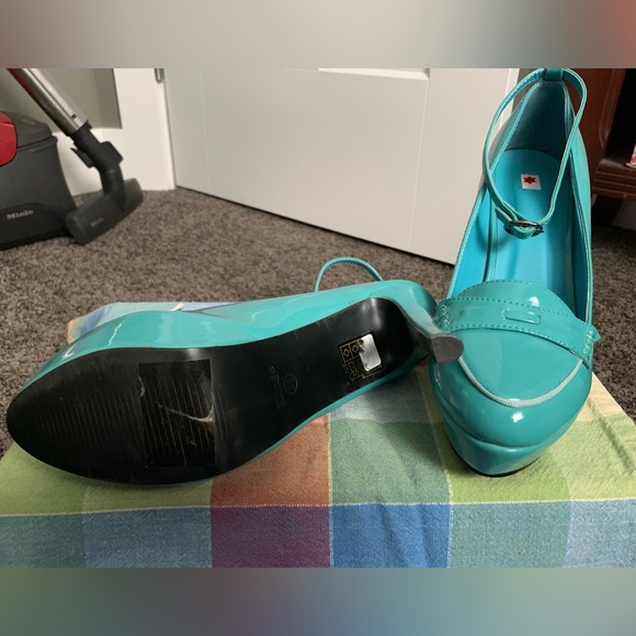 Retro Pin Up teal high heels size 8 brand new retro glam - Picture 4 of 4